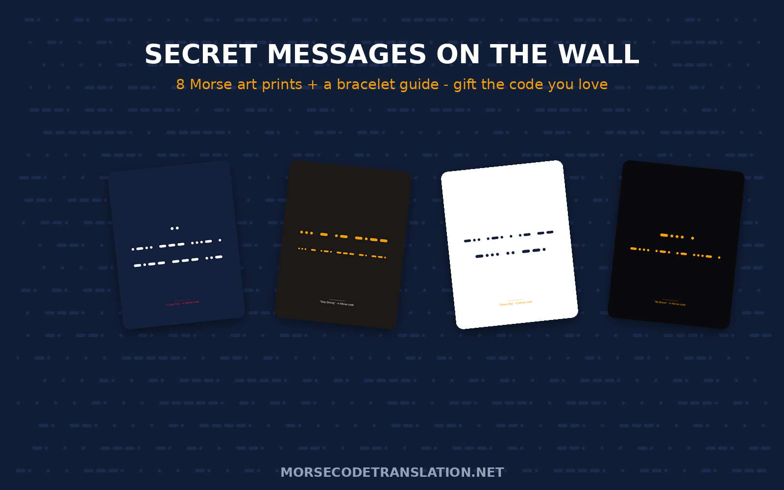 Morse Art Prints — eight wall pieces including I Love You, Stay Strong and SOS